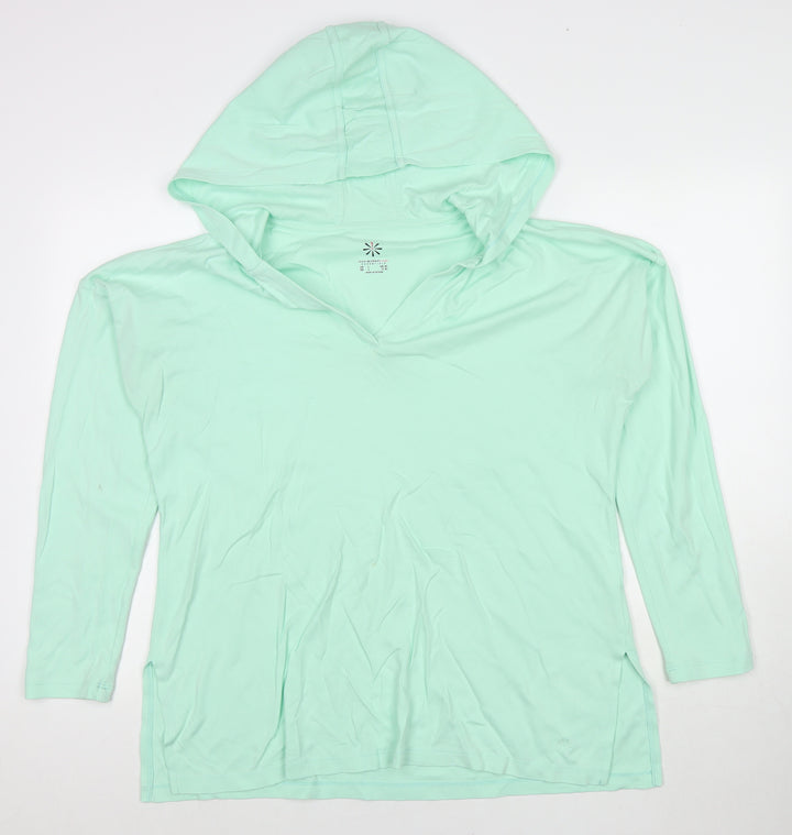 Isaac Mizrahi Womens Blue Cotton Pullover Hoodie Size XL Pullover
