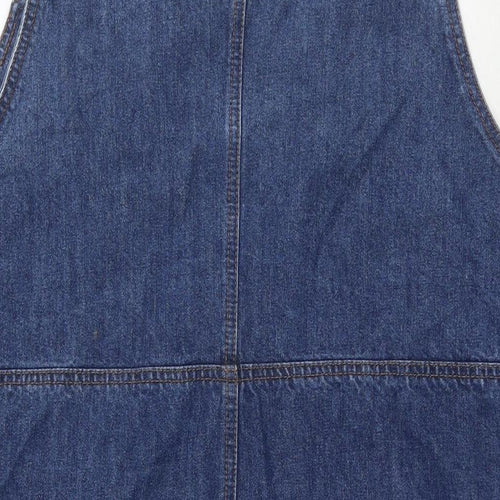 TU Womens Blue Cotton Pinafore/Dungaree Dress Size 22 Round Neck Button