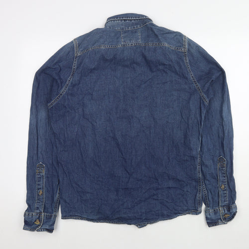 Abercrombie & Fitch Mens Blue Cotton Button-Up Size L Collared Button