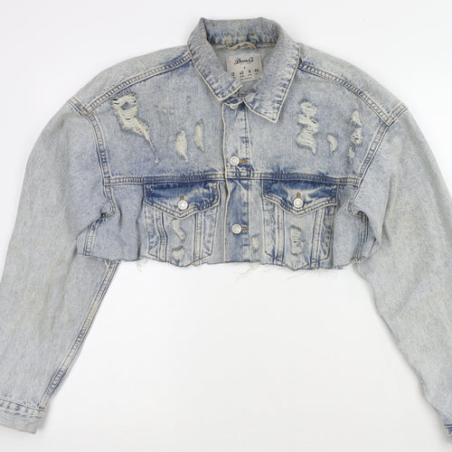 Denim & Co. Womens Blue Jacket Size 12 Button