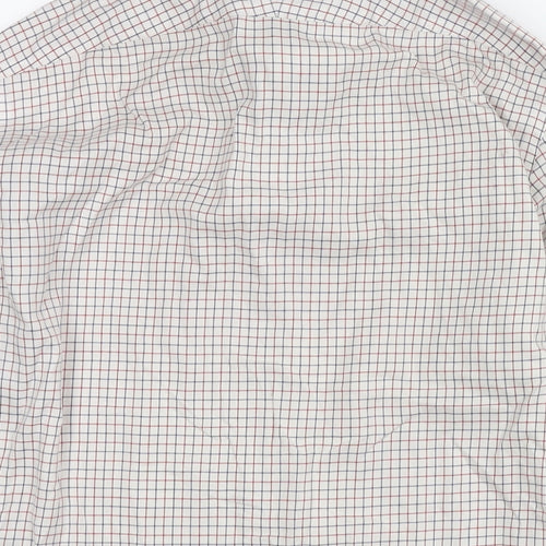 T.M.Lewin Mens White Check Cotton Dress Shirt Size 15.5 Collared Button