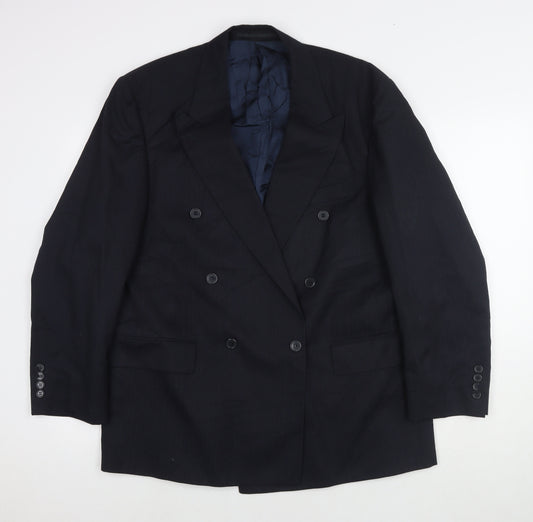 Front view of Wellington men’s black polyester jacket blazer, size 42, regular