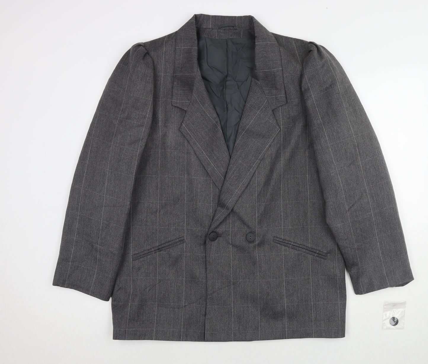 C&A Womens Grey Check Polyester Jacket Blazer Size 18