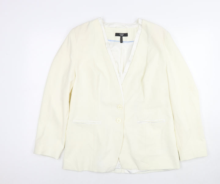 Joanna Hope Womens White Polyester Jacket Blazer Size 16