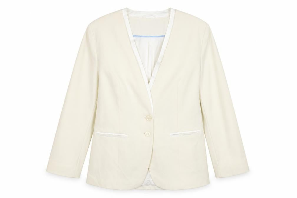 Front view of Joanna Hope women’s white polyester jacket blazer, size UK 16