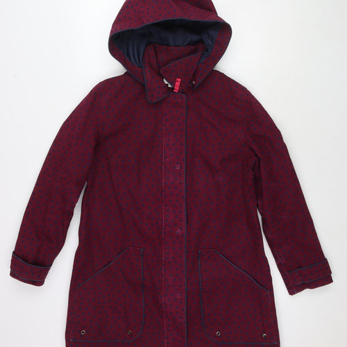 Boden Womens Purple Polka Dot Trench Coat Jacket Size 12 Zip