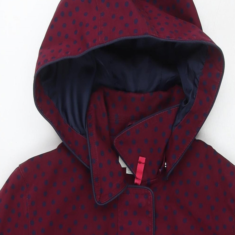 Boden Womens Purple Polka Dot Trench Coat Jacket Size 12 Zip