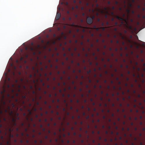 Boden Womens Purple Polka Dot Trench Coat Jacket Size 12 Zip