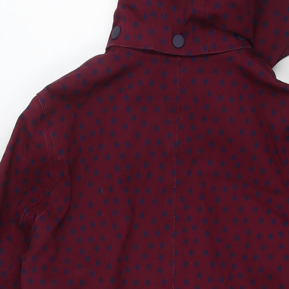 Boden Womens Purple Polka Dot Trench Coat Jacket Size 12 Zip