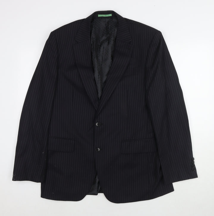 NEXT Mens Black Striped Wool Jacket Blazer Size 40 Regular