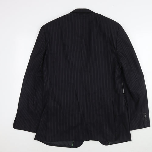 NEXT Mens Black Striped Wool Jacket Blazer Size 40 Regular