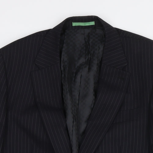 NEXT Mens Black Striped Wool Jacket Blazer Size 40 Regular