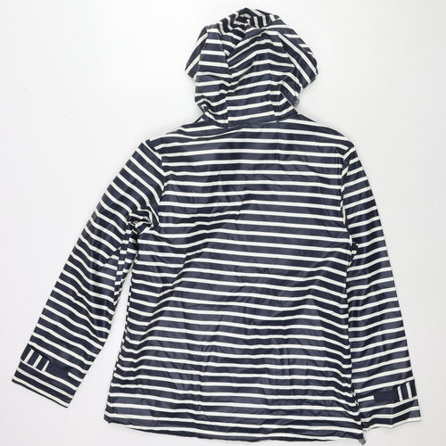 Charles River Apparel Womens Blue Striped Rain Coat Jacket Size S Zip