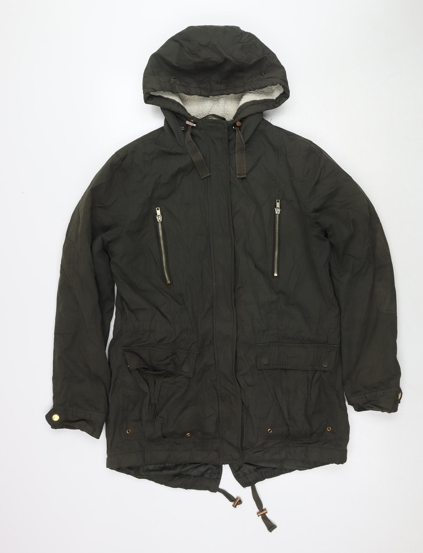 ASOS Womens Green Trench Coat Jacket Size 10 Zip