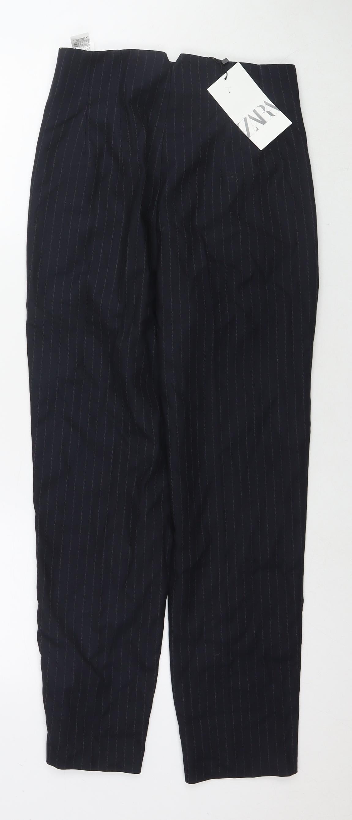 Zara Womens Blue Polyester Trousers Size S L26 in Regular Zip