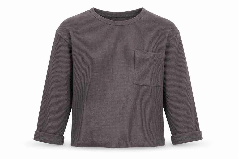Front view of grey girls’ grey cotton pullover sweatshirt, size 12, years pullover