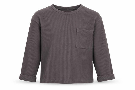 Front view of grey girls’ grey cotton pullover sweatshirt, size 12, years pullover
