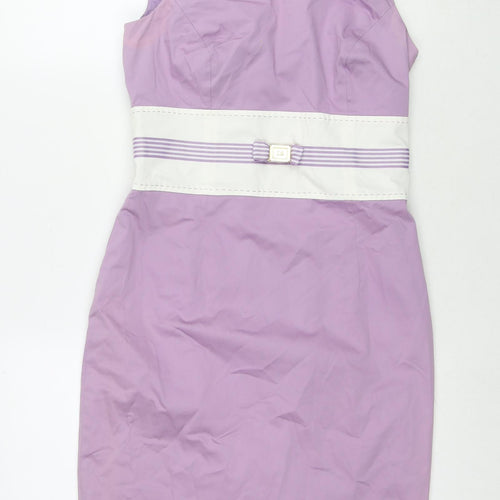 Luisa Spagnoli Womens Purple Polyester A-Line Size 14 Round Neck Zip