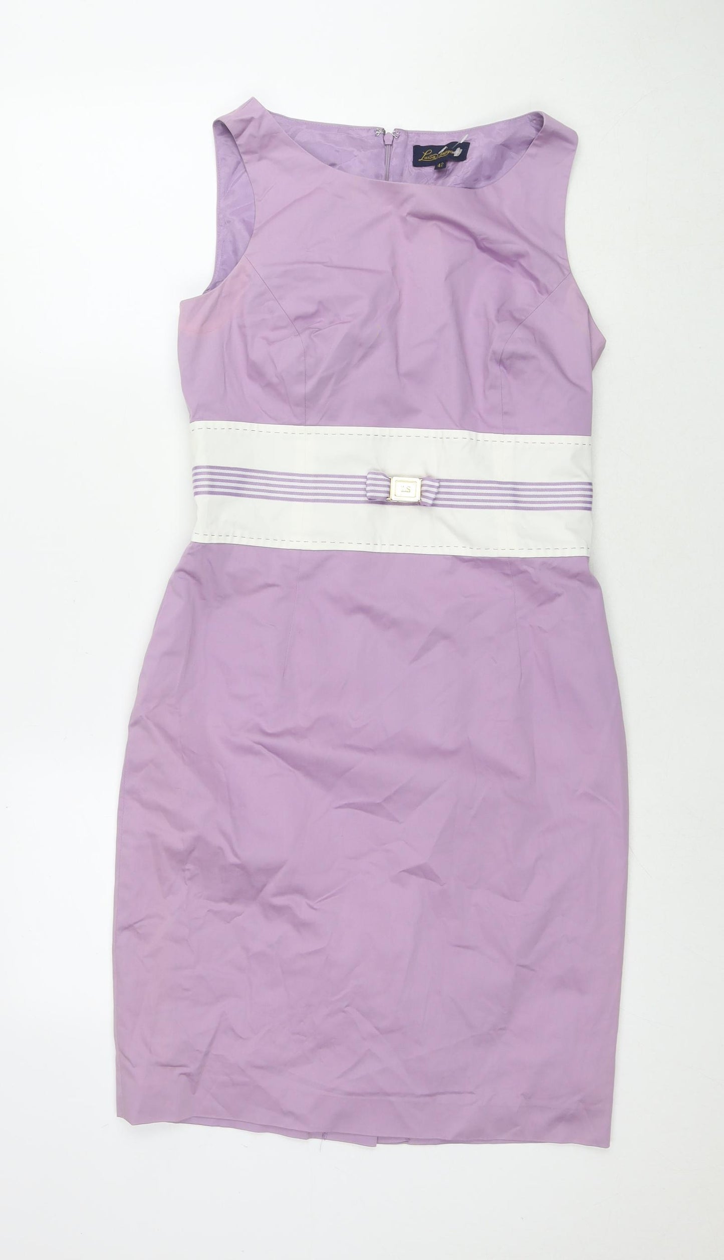 Luisa Spagnoli Womens Purple Polyester A-Line Size 14 Round Neck Zip