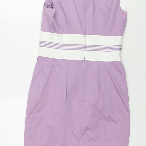 Luisa Spagnoli Womens Purple Polyester A-Line Size 14 Round Neck Zip