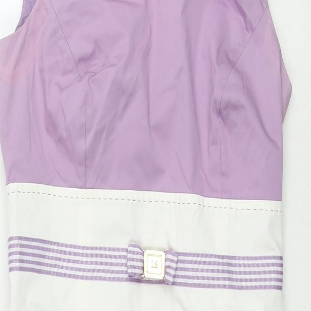 Luisa Spagnoli Womens Purple Polyester A-Line Size 14 Round Neck Zip