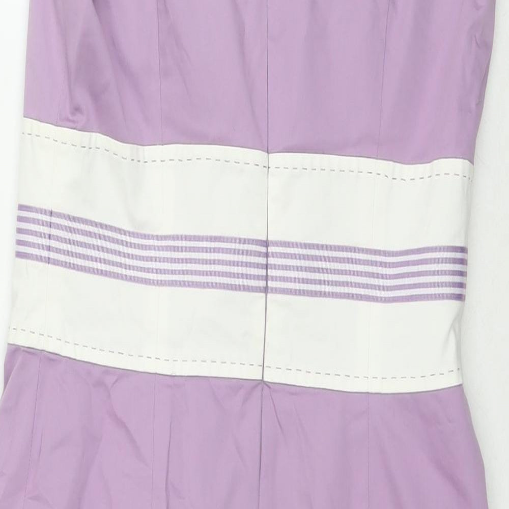 Luisa Spagnoli Womens Purple Polyester A-Line Size 14 Round Neck Zip