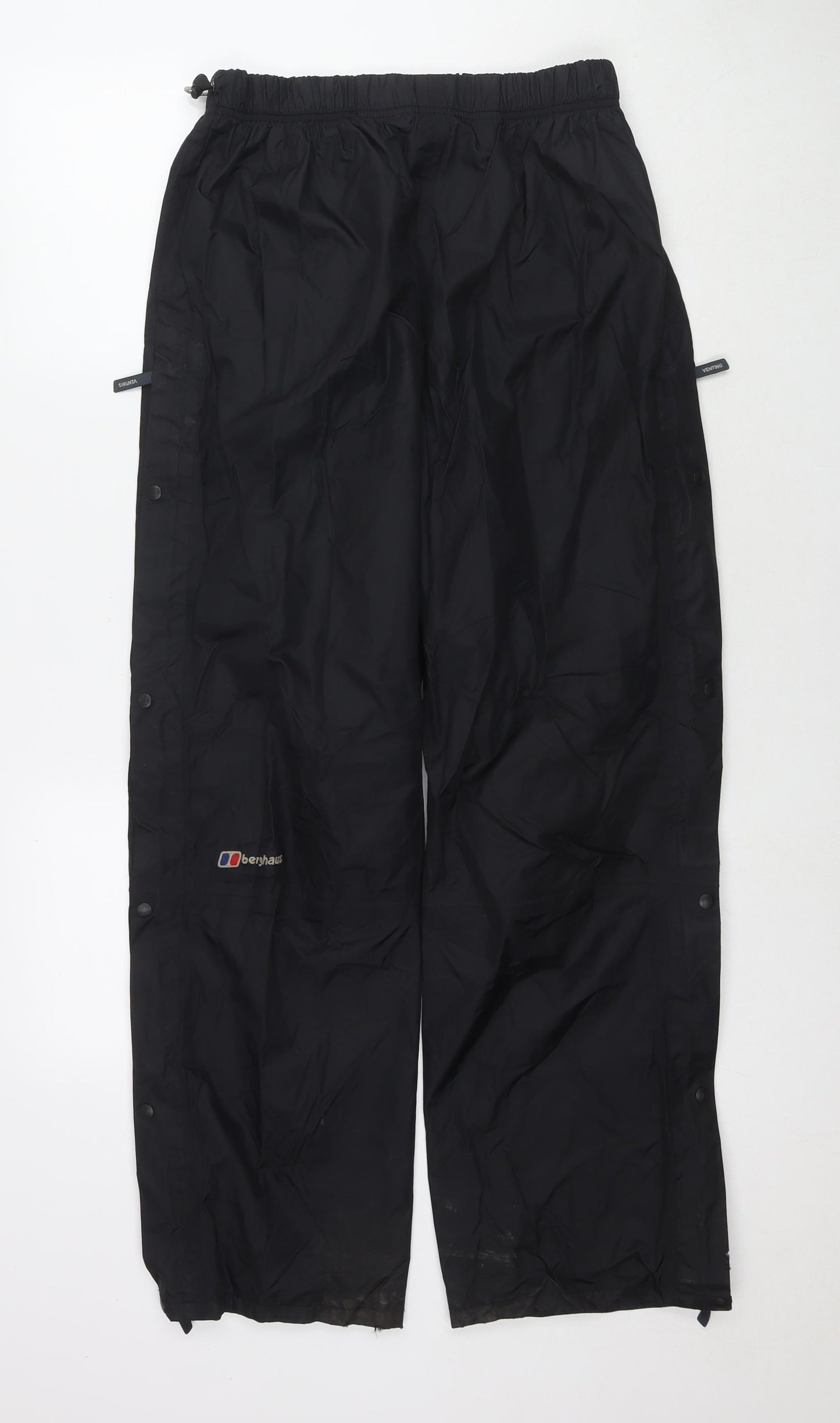 Berghaus Mens Black Nylon Rain Trousers Trousers Size M L31 in Regular Drawstring