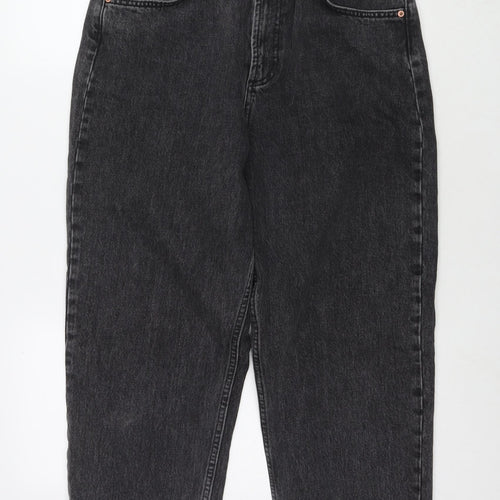 ASOS Womens Black Cotton Wide-Leg Jeans Size 30 in L32 in Regular Zip