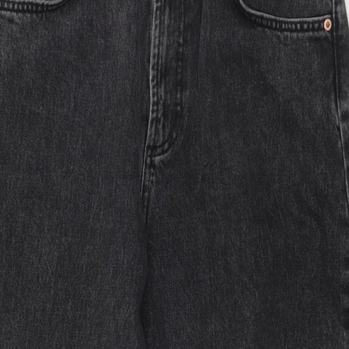 ASOS Womens Black Cotton Wide-Leg Jeans Size 30 in L32 in Regular Zip