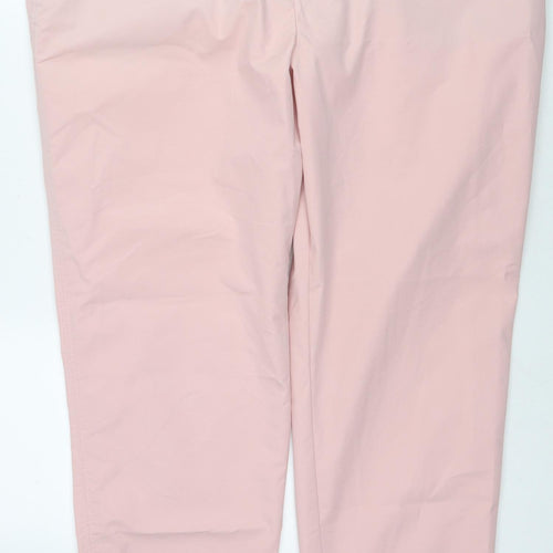 Marks and Spencer Womens Pink Cotton Trousers Size 20 L30 in Regular Zip