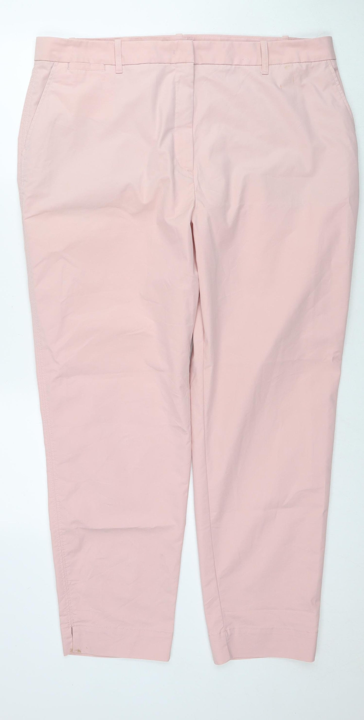 Marks and Spencer Womens Pink Cotton Trousers Size 20 L30 in Regular Zip