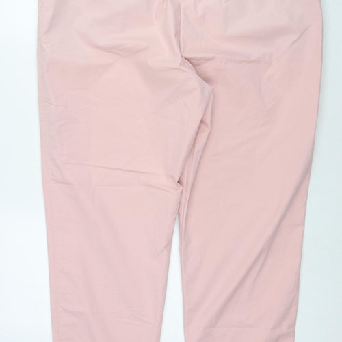 Marks and Spencer Womens Pink Cotton Trousers Size 20 L30 in Regular Zip