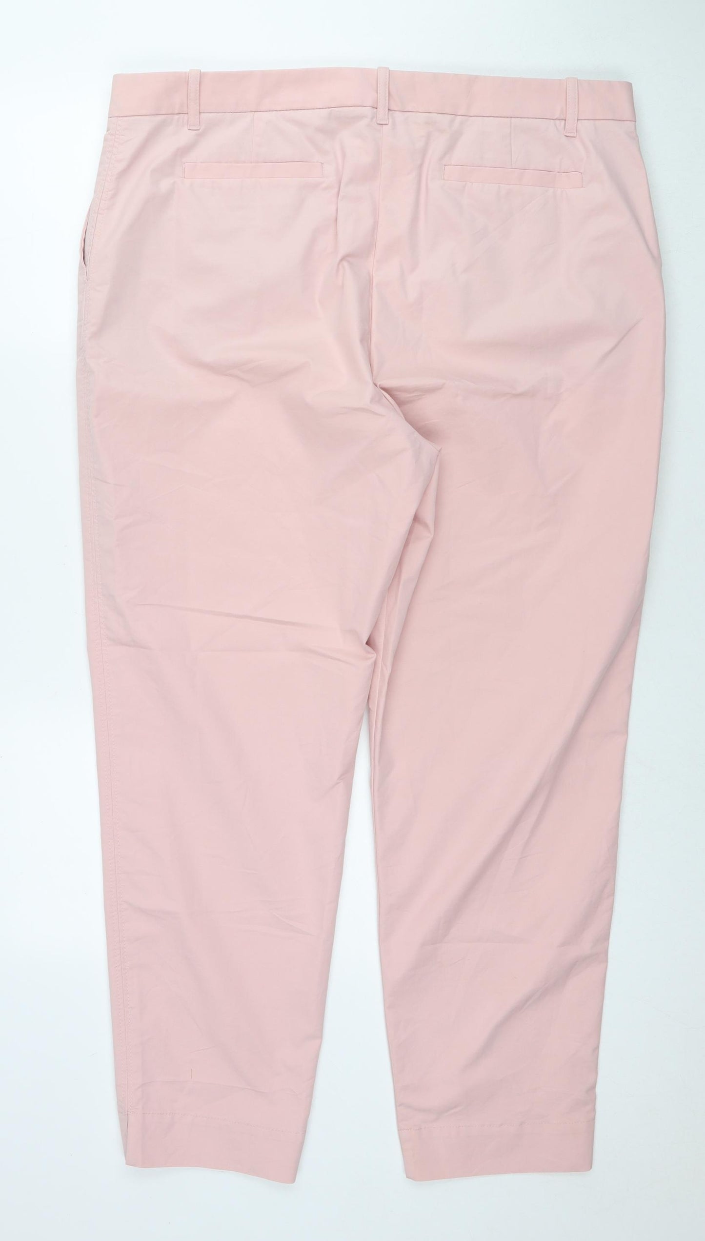 Marks and Spencer Womens Pink Cotton Trousers Size 20 L30 in Regular Zip