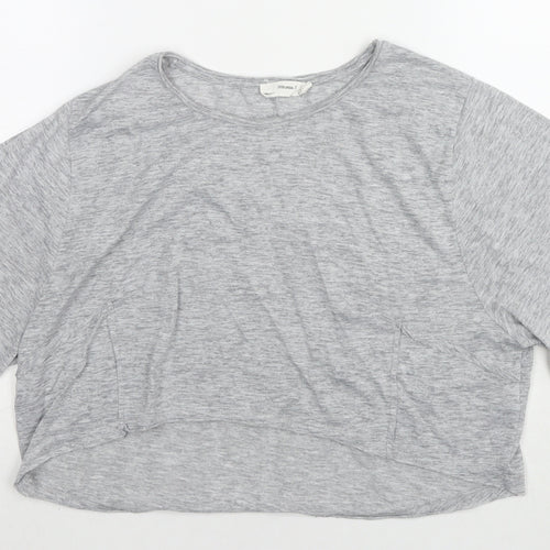 Zara Womens Grey Polyester Blend Cropped T-Shirt Size M Round Neck