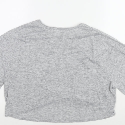 Zara Womens Grey Polyester Blend Cropped T-Shirt Size M Round Neck