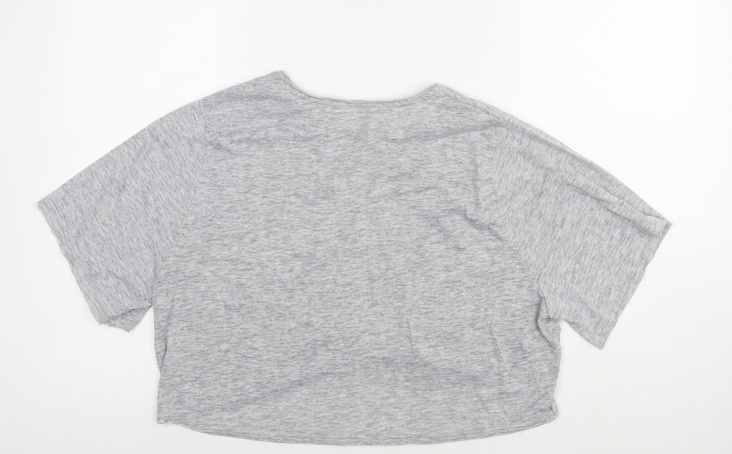 Zara Womens Grey Polyester Blend Cropped T-Shirt Size M Round Neck