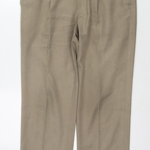 Marks and Spencer Mens Beige Polyester Trousers Size 34 in L29 in Regular Zip