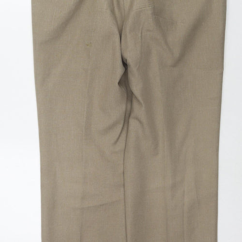 Marks and Spencer Mens Beige Polyester Trousers Size 34 in L29 in Regular Zip