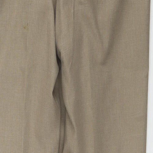 Marks and Spencer Mens Beige Polyester Trousers Size 34 in L29 in Regular Zip