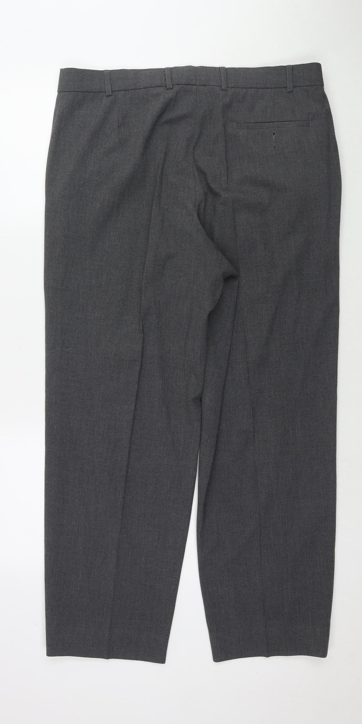 Marks and Spencer Mens Grey Polyester Trousers Size 34 in L29 in Regular Zip
