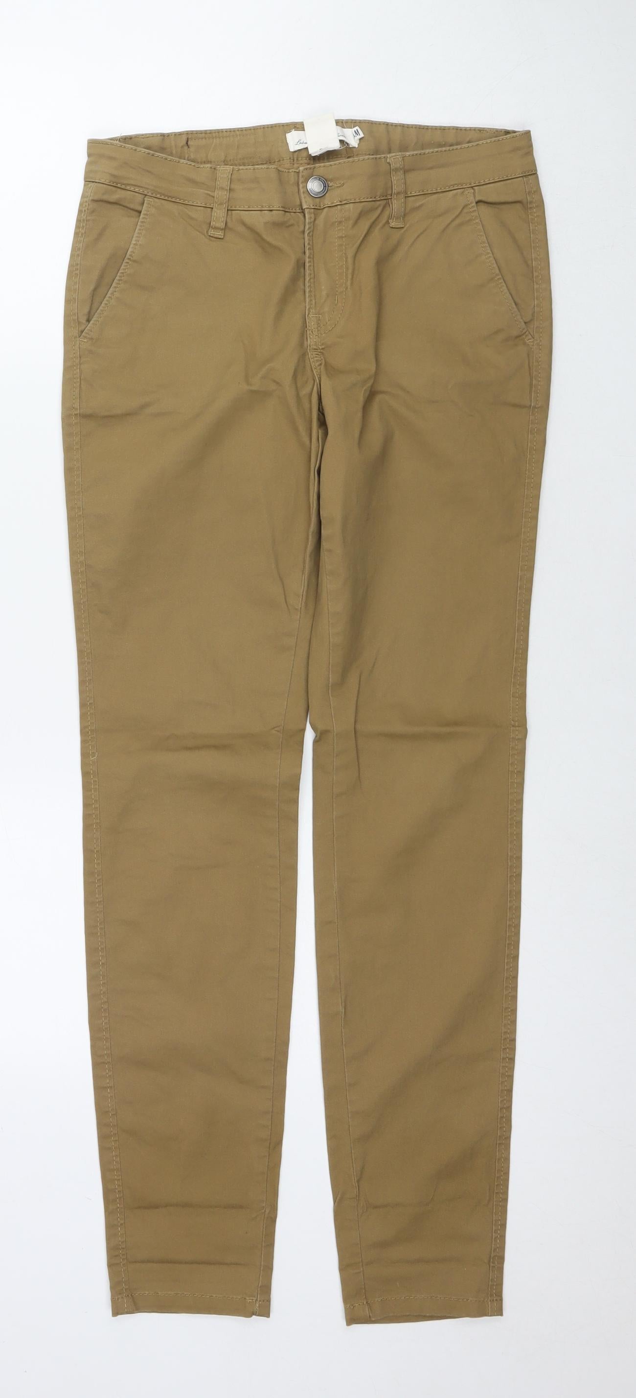 H&M Womens Brown Cotton Straight Jeans Size 8 L31 in Regular Zip