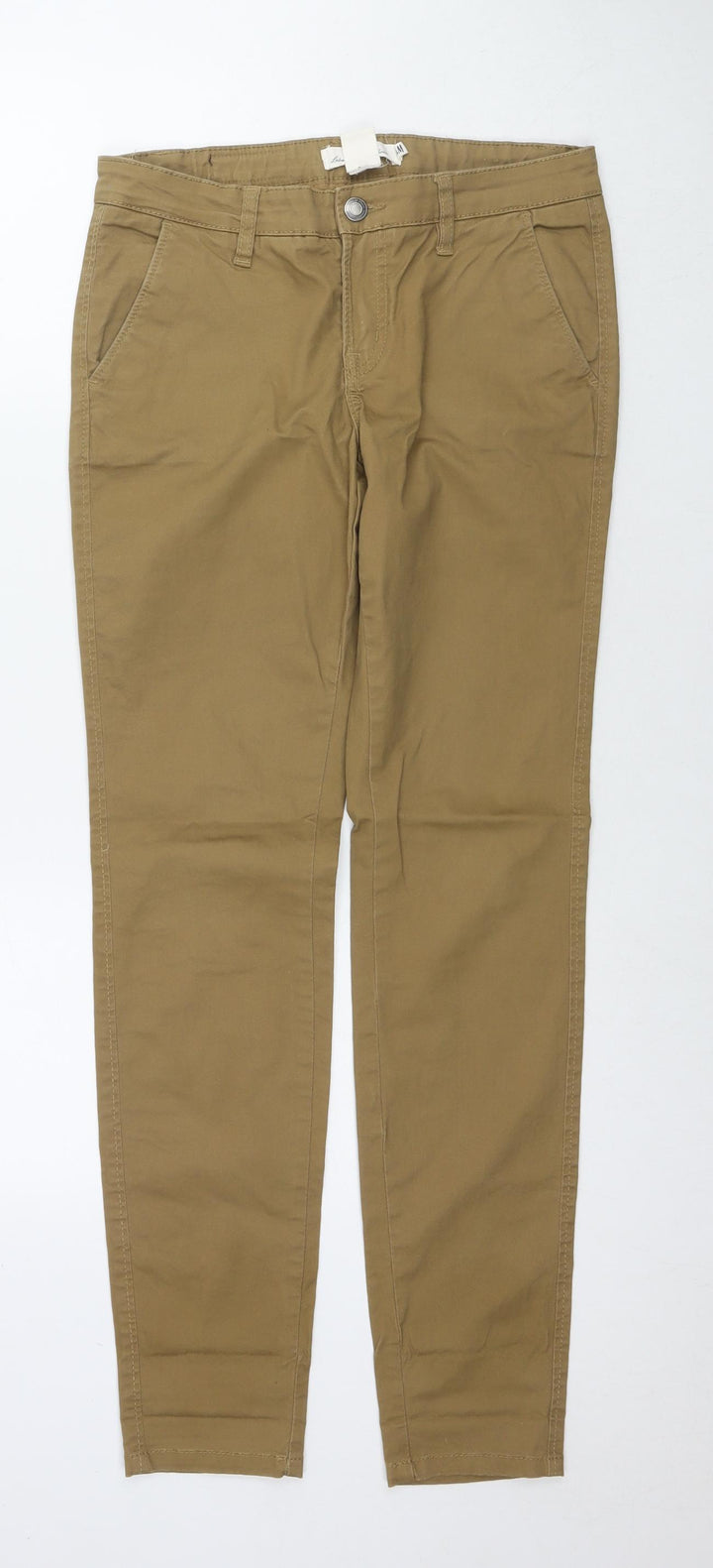 H&M Womens Brown Cotton Straight Jeans Size 8 L31 in Regular Zip