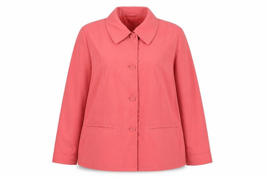 Front view of Marks & Spencer women’s pink jacket, size UK 18, button
