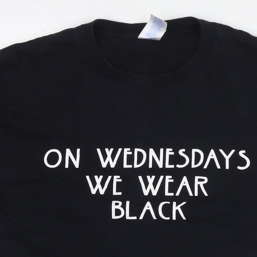 Mean Girls Womens Black Cotton Basic T-Shirt Size M Round Neck - On Wednesday We Wear Black