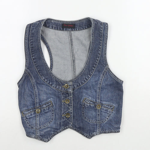 Miss Selfridge Womens Blue Gilet Waistcoat Size 18 Button