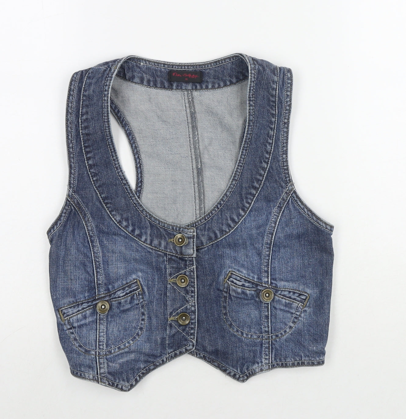 Miss Selfridge Womens Blue Gilet Waistcoat Size 18 Button