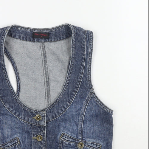 Miss Selfridge Womens Blue Gilet Waistcoat Size 18 Button
