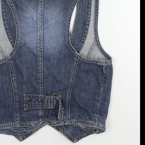 Miss Selfridge Womens Blue Gilet Waistcoat Size 18 Button