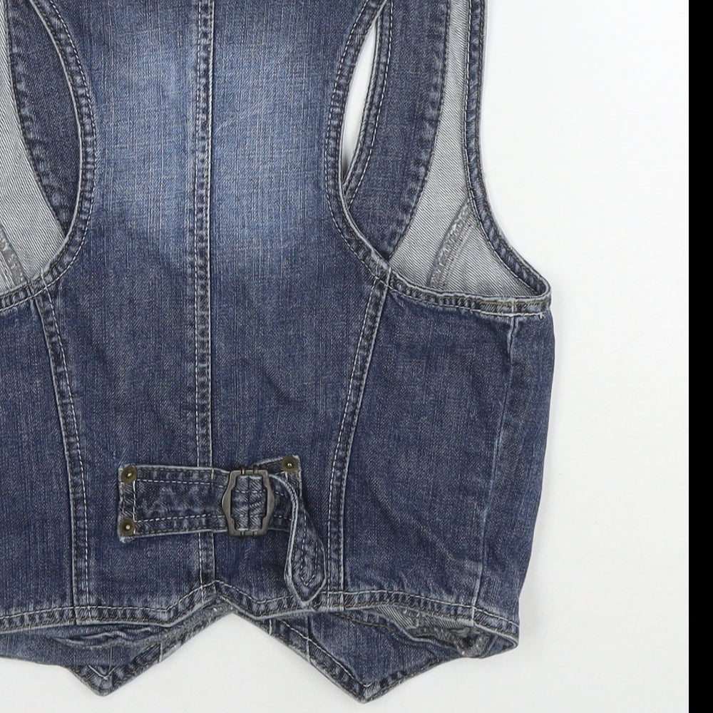 Miss Selfridge Womens Blue Gilet Waistcoat Size 18 Button