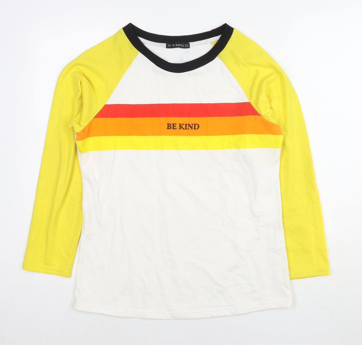 Zaful Womens Multicoloured Colourblock Cotton Pullover Sweatshirt Size M Pullover - Be Kind